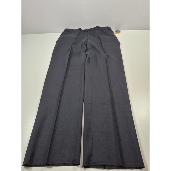 VTG Lauren Ralph Lauren Dress Pants Mens 40x36 Navy Wool Flat Front Unhemmed